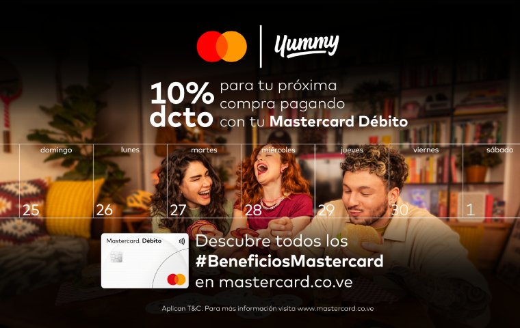 Yummy y Mastercard se unen para ofrecer descuentos con las tarjetas Mastercard Débito