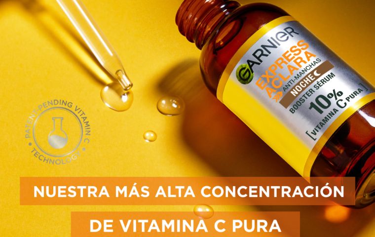 Garnier presenta el nuevo Express Aclara Booster Serum Noche con 10% de Vitamina C Pura de origen natural