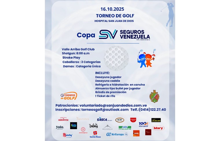Hospital San Juan de Dios, organiza Torneo de Golf copa Seguros Venezuela a beneficio de pacientes pediátricos