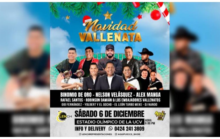 Caracas Recibe la «Navidad Vallenata» en el Estadio Olímpico de la UCV con Estrellas del género