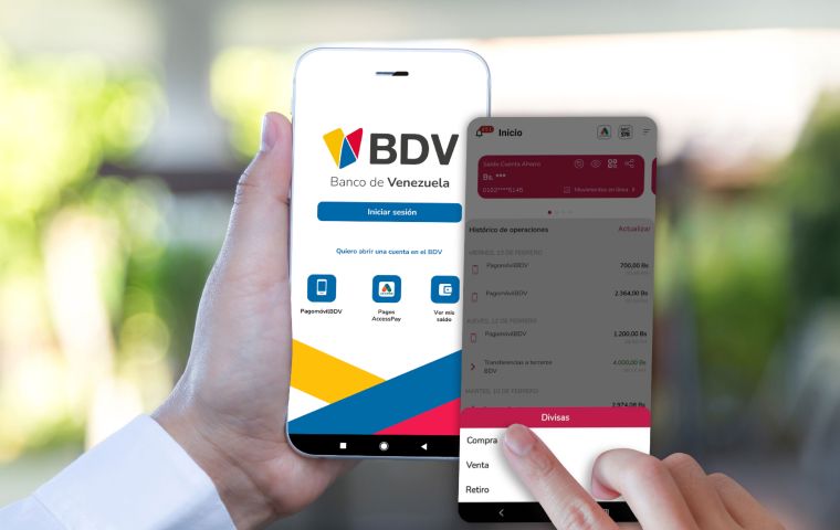 Más de 264 mil 500 clientes del Banco de Venezuela han comprado sus divisas a través de la BDVApp