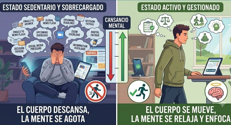 Por qué el descanso pasivo y el sedentarismo no eliminan el cansancio mental moderno